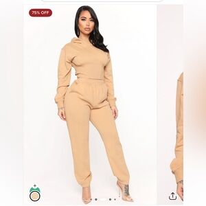 Fashion Nova Tan Jogger Set